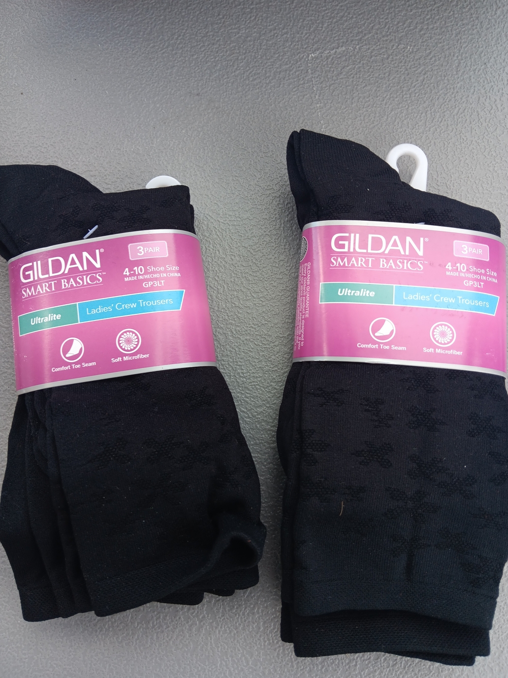 Gildan Black Ladies' Crew Socks - 3 Pair Pack